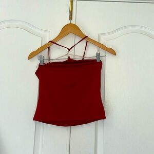 Red tank top with a strap design